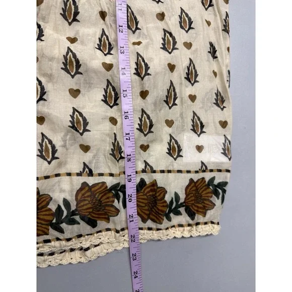 FARM Rio Ainika Cotton Floral Blouse.Beige Cream. Sz XS $198. NWOT
